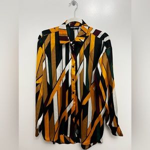 ABSTRACT HIGH LOW BUTTON DOWN SHIRT